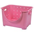Companion Stackable Plastic Storage Container with Stacking Bins, Pink CO2641777
